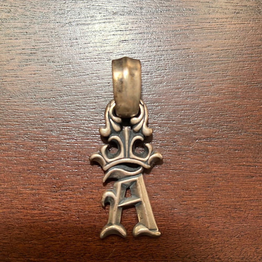 Bill Wall Leather Initial Crown Pendant